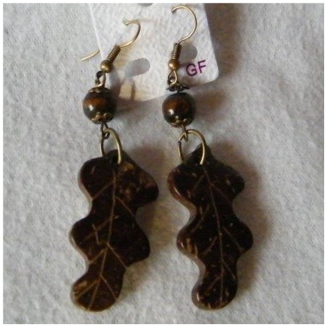 BOUCLES D'OREILLES MALAWI FEUILLE DE CHENE