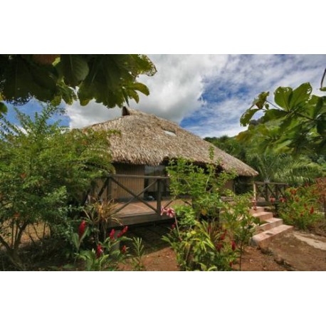 MOOREA Haapiti: Jolie maison toit pandanus dans grand jardin