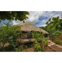 MOOREA Haapiti: Jolie maison toit pandanus dans grand jardin