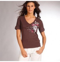 T-shirt col V manches courtes