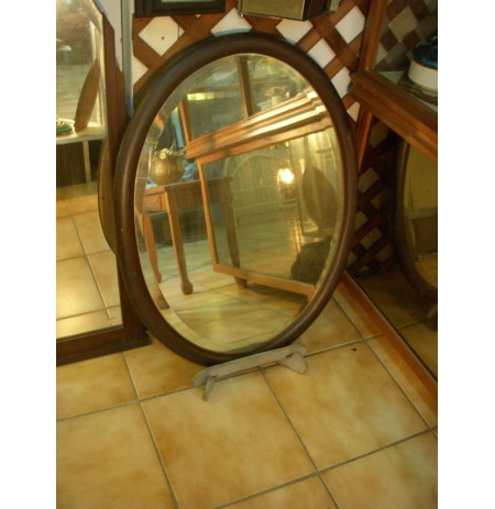 MIRROIR ANCIEN OVALE 83X62 BORD BISOTER