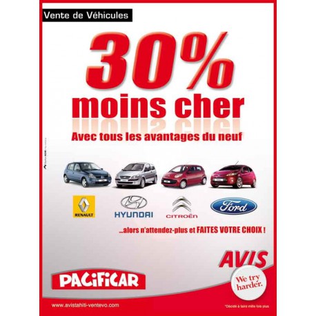 AVIS PACIFICAR  Ventes de véhicules d’occasion récents