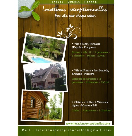 LOCATIONS EXCEPTIONNELLES : LOCATIONS DE MAISONS SITUER DANS DES LIEUX EXCEPTIONNELLES