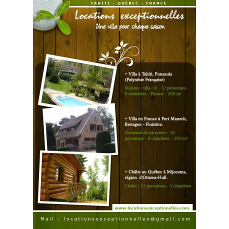 LOCATIONS EXCEPTIONNELLES : LOCATIONS DE MAISONS SITUER DANS DES LIEUX EXCEPTIONNELLES