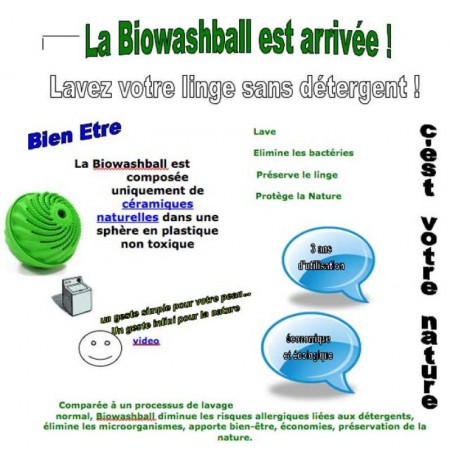 BIOWASHBALL Lave le linge sans détergeant